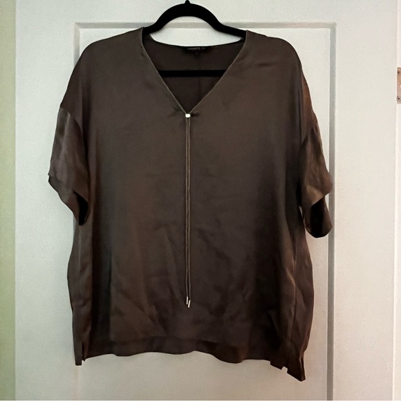 Lafayette 148 Caprice Silk Charmeuse Blouse with Chain Detail - Picture 3 of 8